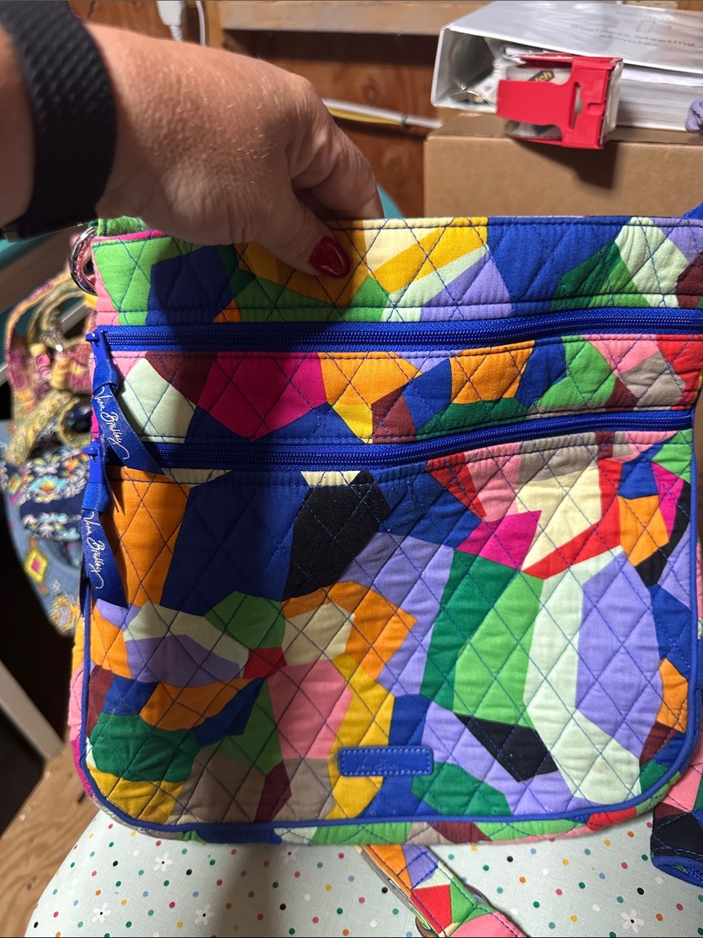 Vera Bradley Bright Multicolor Quilted Crossbody - Blue Trim